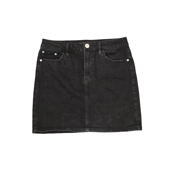 Almost Famous Dresses & Skirts - Almost Famous Black Denim Mini Skirt Raw Hem Stretch Size M